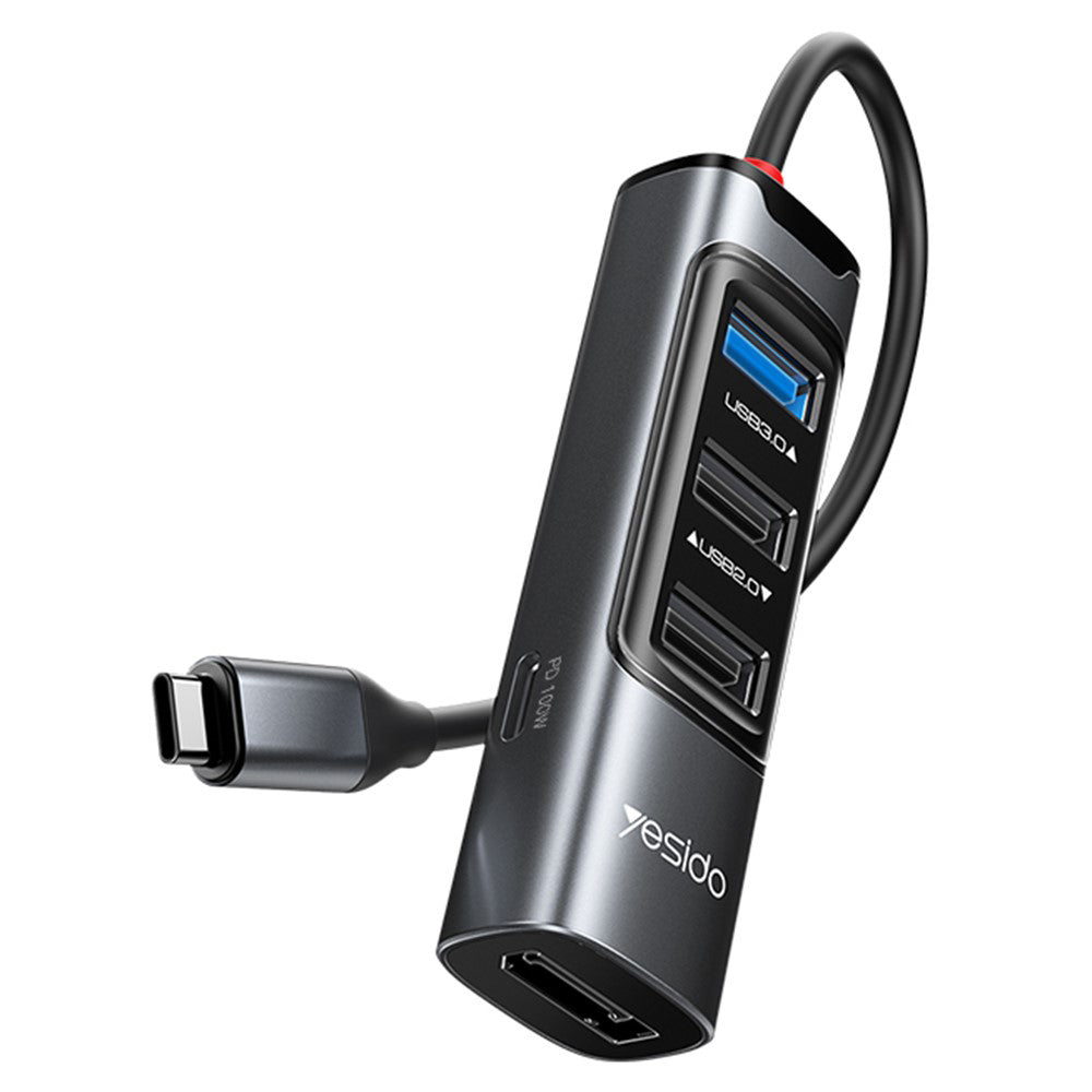 Hub USB-C Yesido HB23, 5u1, Sivi