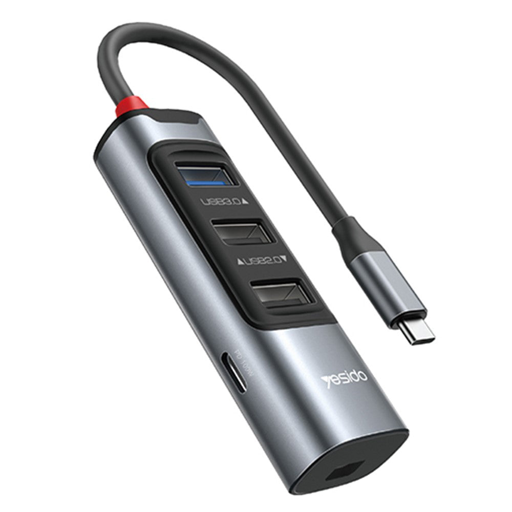 Hub USB-C Yesido HB24, 5u1, Sivi