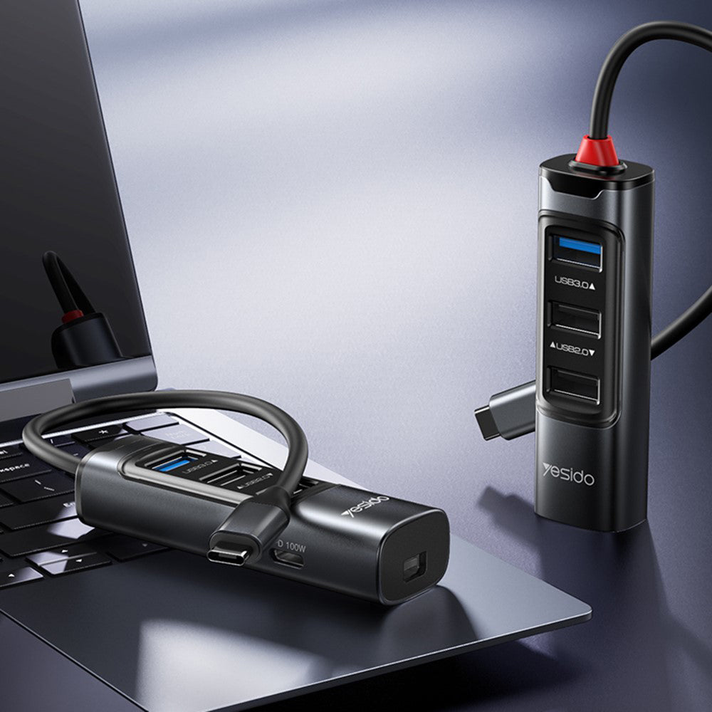 Hub USB-C Yesido HB24, 5u1, Sivi