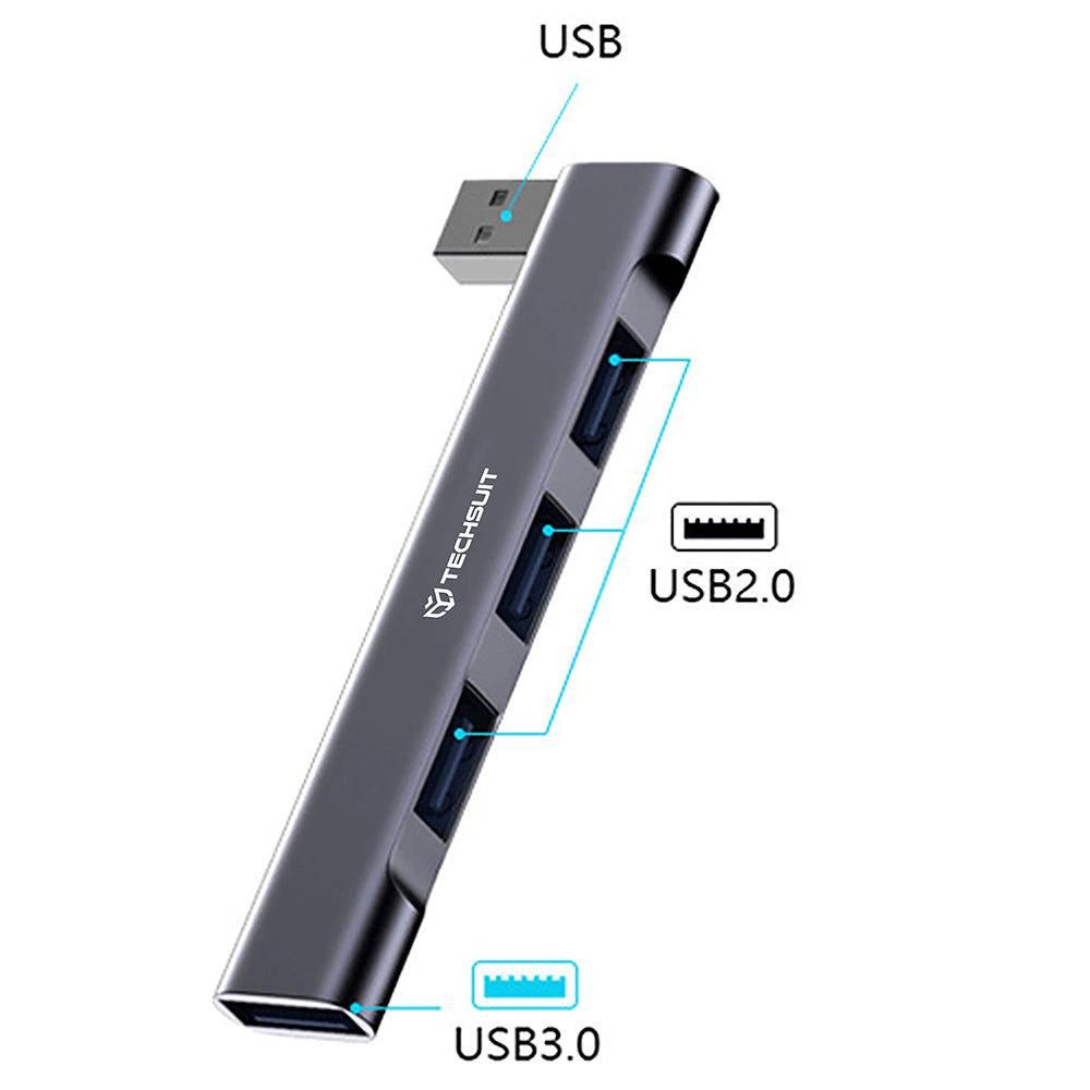 USB Hub Techsuit H14 ZenithDock, 4u1, Sivi
