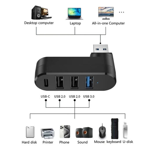USB Hub Techsuit H17 SplitterNode, 4u1, Crni