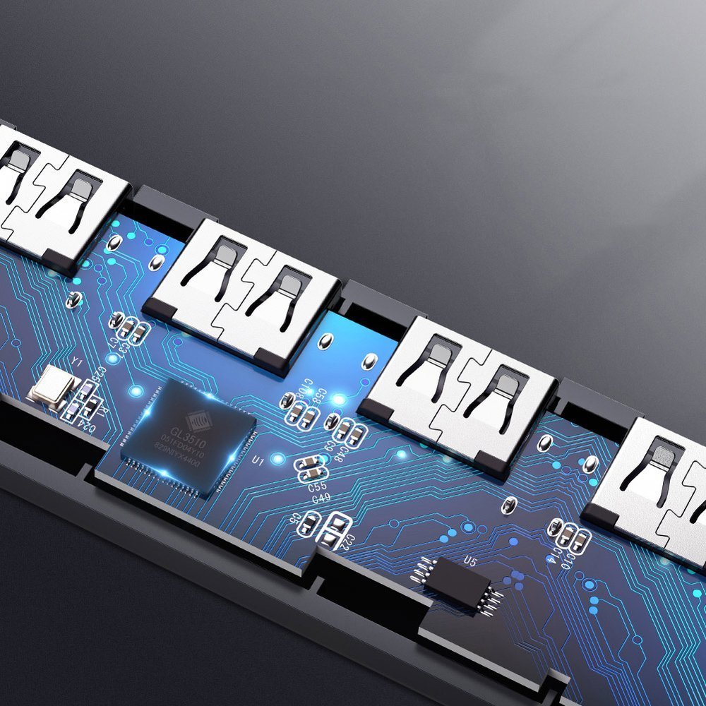 Hub USB UGREEN CM219, 4 x USB-A 3.0 - 1 x USB-C, Sivi