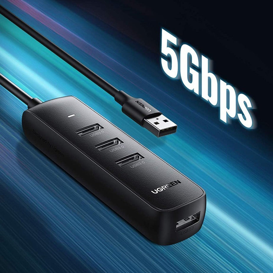 USB hub UGREEN CM416, 4 x USB-A 3.0, 0.25m, Crni