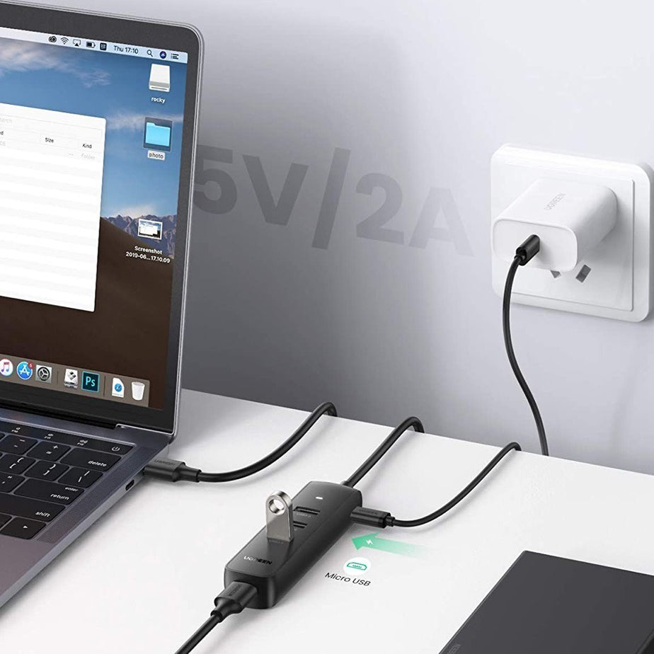 USB hub UGREEN CM416, 4 x USB-A 3.0, 0.25m, Crni