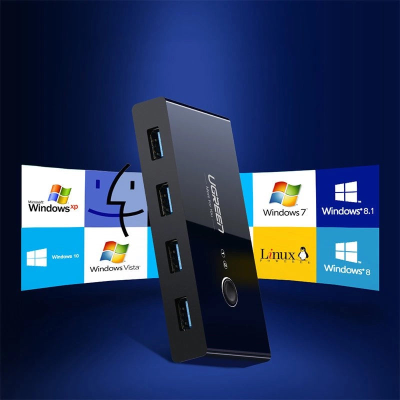 USB prekidač UGREEN US216 (30768) Two Sharing Box, 4 x USB-A 3.0, Crna