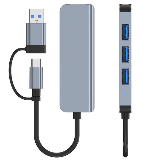 Hub USB / USB-C Techsuit H8 DataBridge, 4u1, Sivi