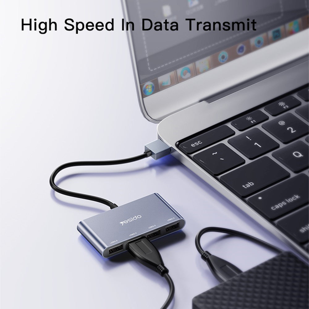 USB hub Yesido HB12, 4u1, Sivi