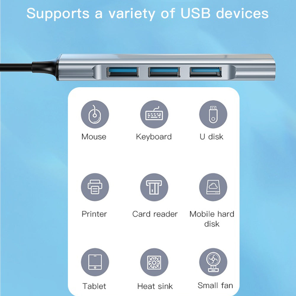 USB Hub Yesido HB18, 4u1, Sivi