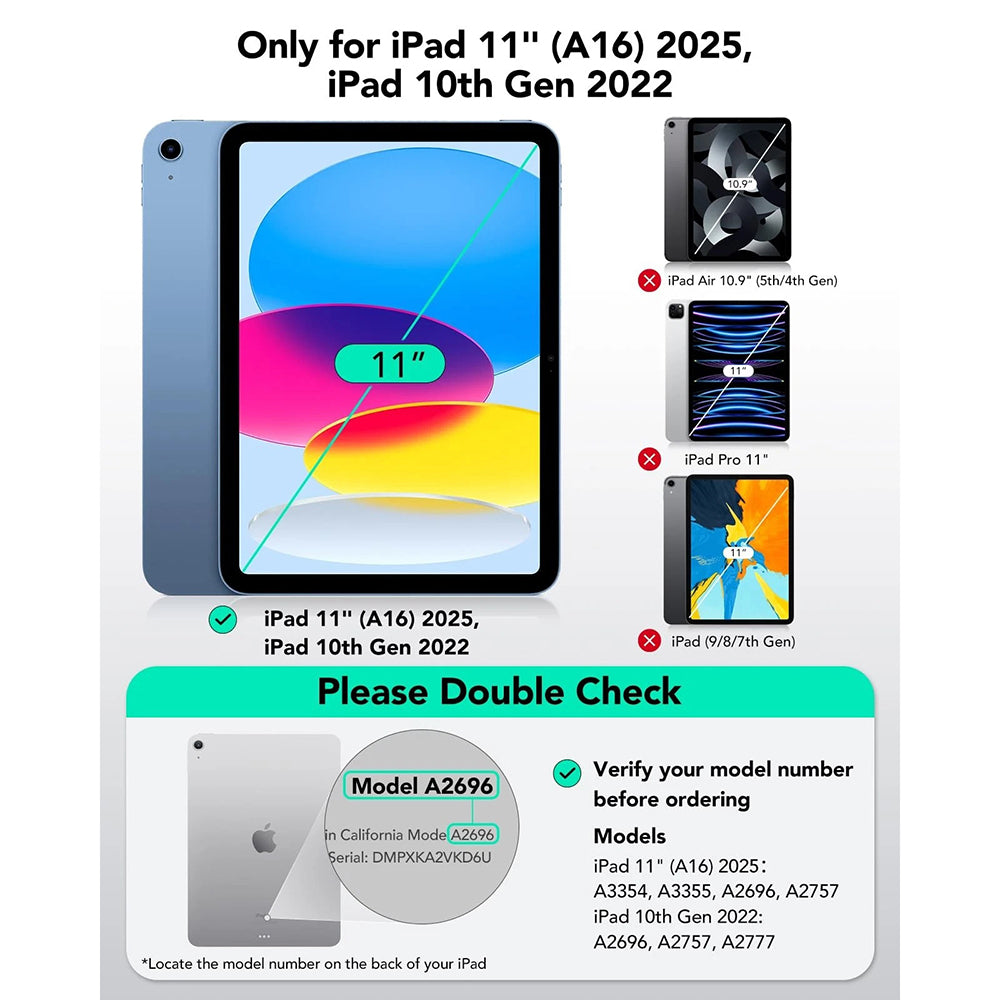 Futrola s tipkovnicom za Apple iPad (2025) / (2022), ESR, Flex, Siva