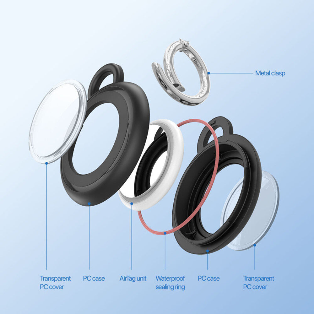 Dux Ducis Secure futrola za Apple AirTag, Set od 4 komada, Crna / Bijela / Plava / Roza