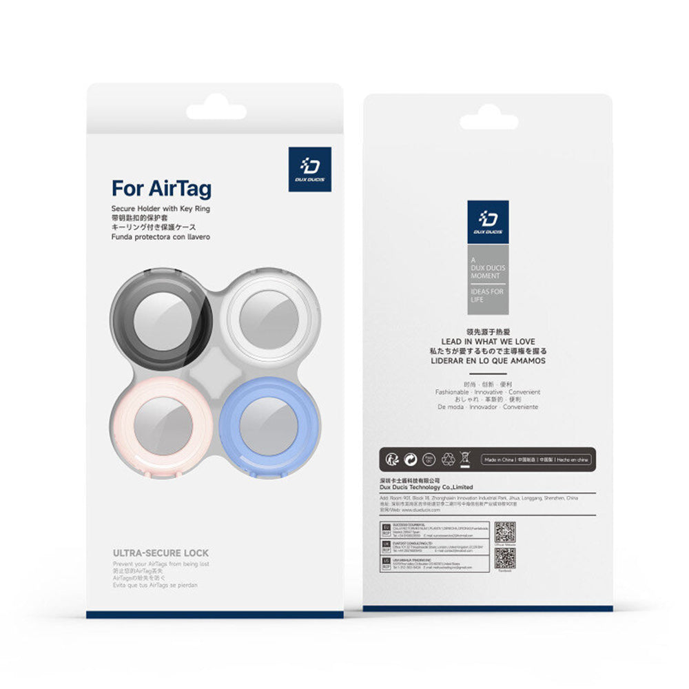 Dux Ducis Secure futrola za Apple AirTag, Set od 4 komada, Crna / Bijela / Plava / Roza