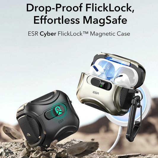 Futrola ESR Cyber FlickLock za Apple AirPods Pro 3, Crna