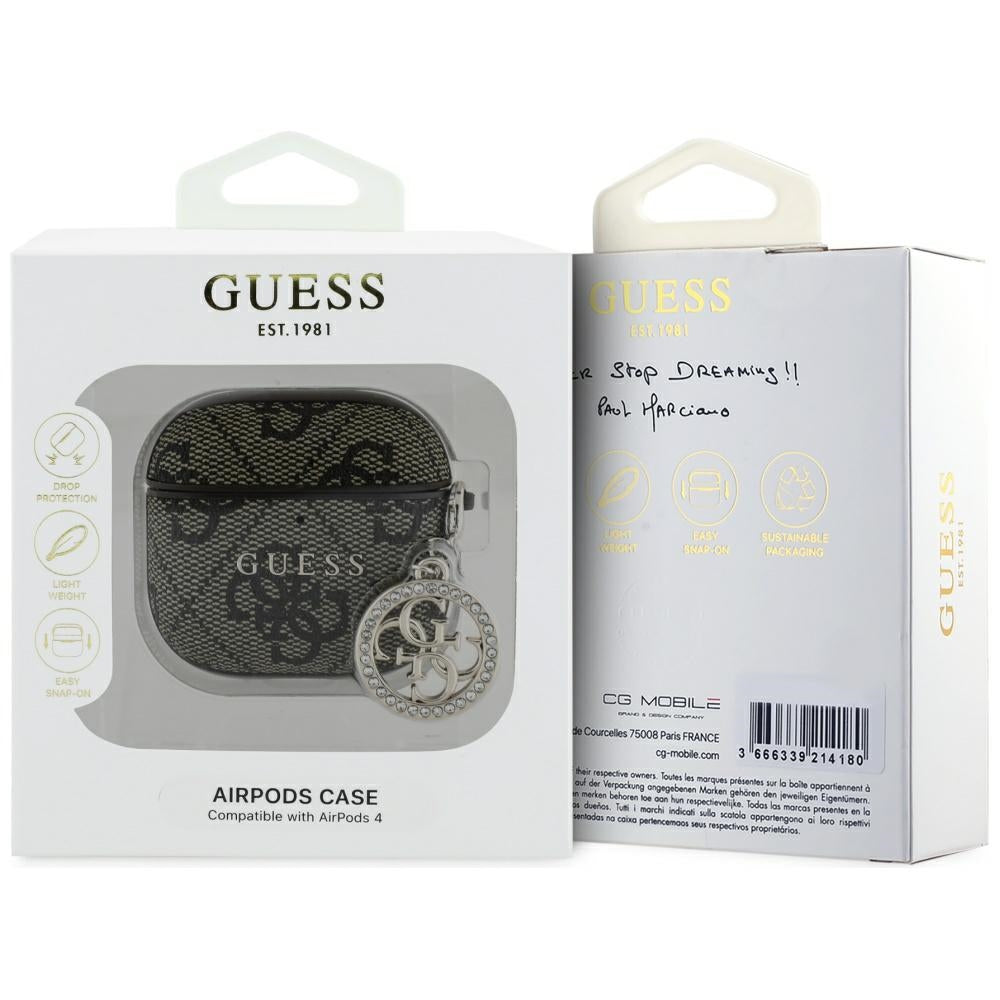 Futrola Guess 4G Strass Charm za Apple AirPods 4, Smeđa