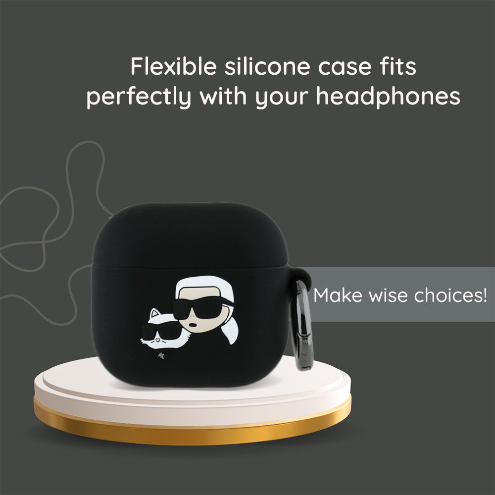 Futrola Karl Lagerfeld 3D Karl & Choupette's Heads za Apple AirPods 4, Crna