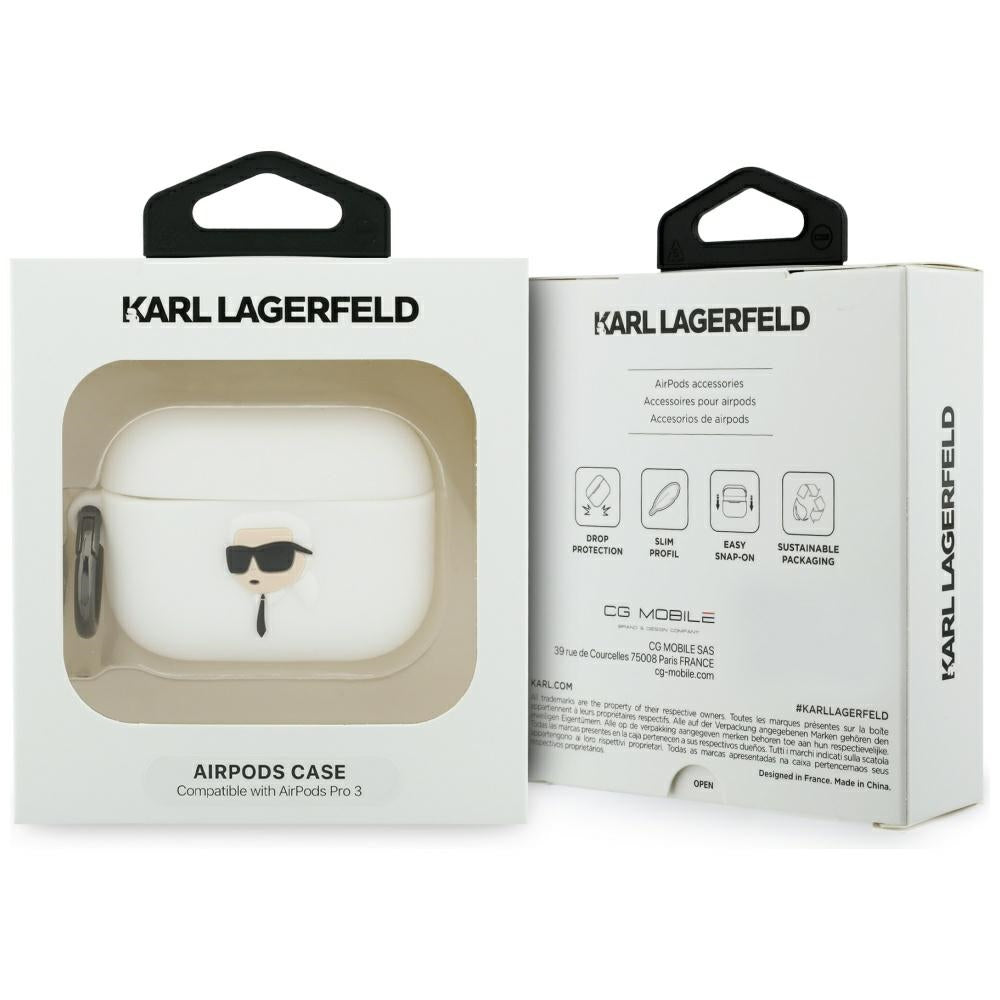 Futrola Karl Lagerfeld 3D Karl's Head za Apple AirPods Pro 3, Bijela