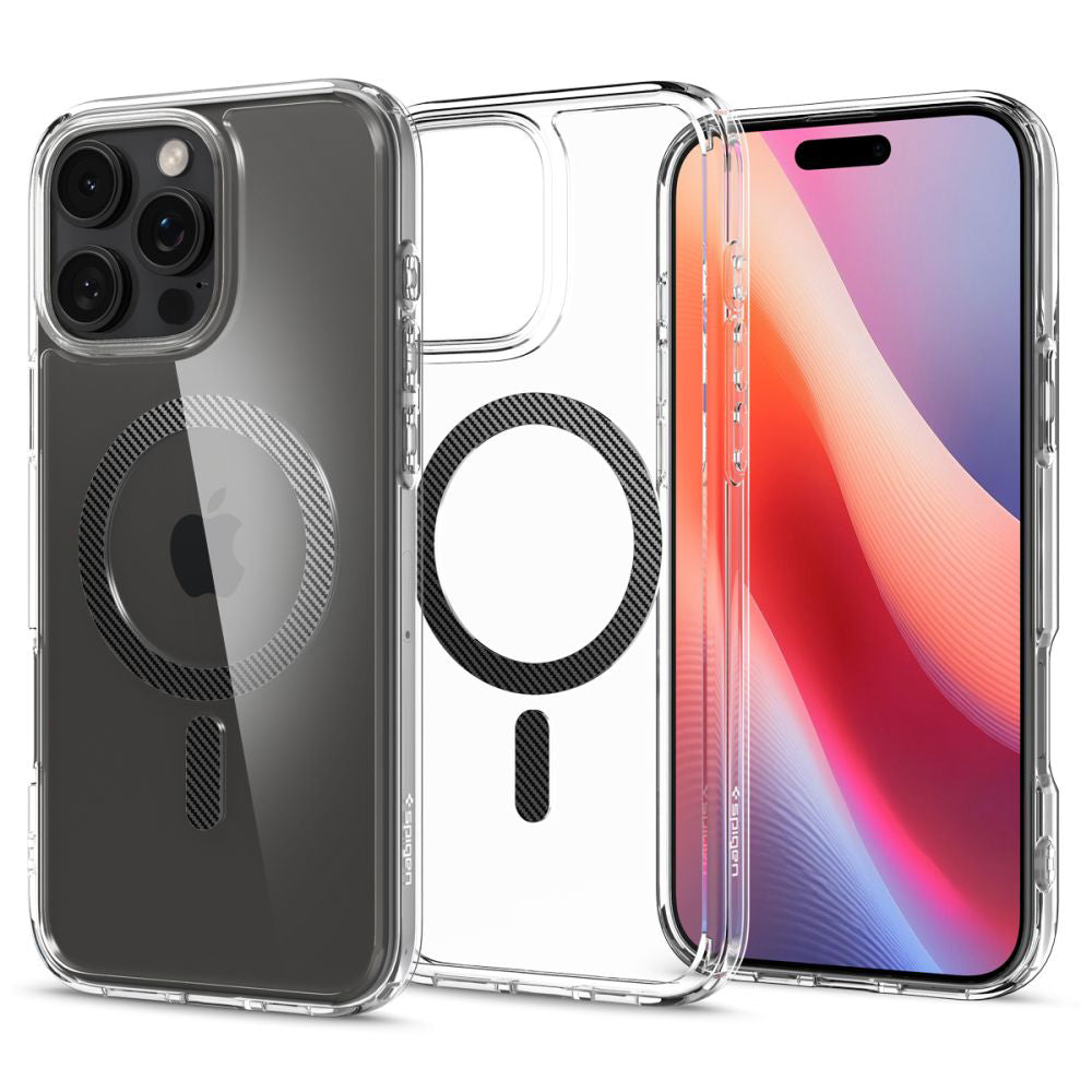 Futrola MagSafe za Apple iPhone 16 Pro Max, Spigen, Ultra Hybrid Carbon, Siva ACS08000