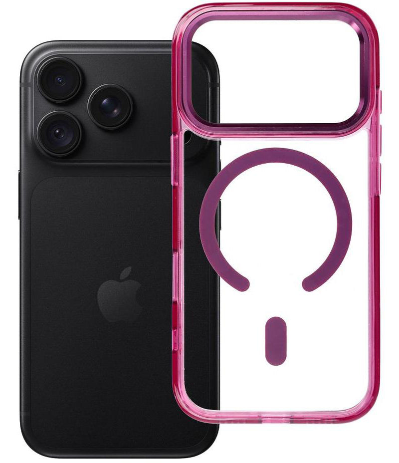 MagSafe maskica za Apple iPhone 18 Pro / iPhone 17 Pro, OEM, Frame Clear Hybrid, bordo boje