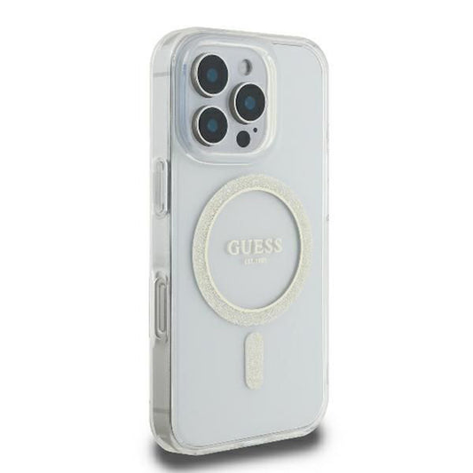 MagSafe futrola za Apple iPhone 16 Pro, Guess, IML Glitter Ring, Prozirna GUHMP16LHFGERET