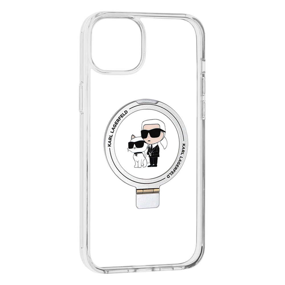 MagSafe futrola za Apple iPhone 15 Plus, Karl Lagerfeld, Ringstand Karl i Choupette, Bijela, Obnovljena