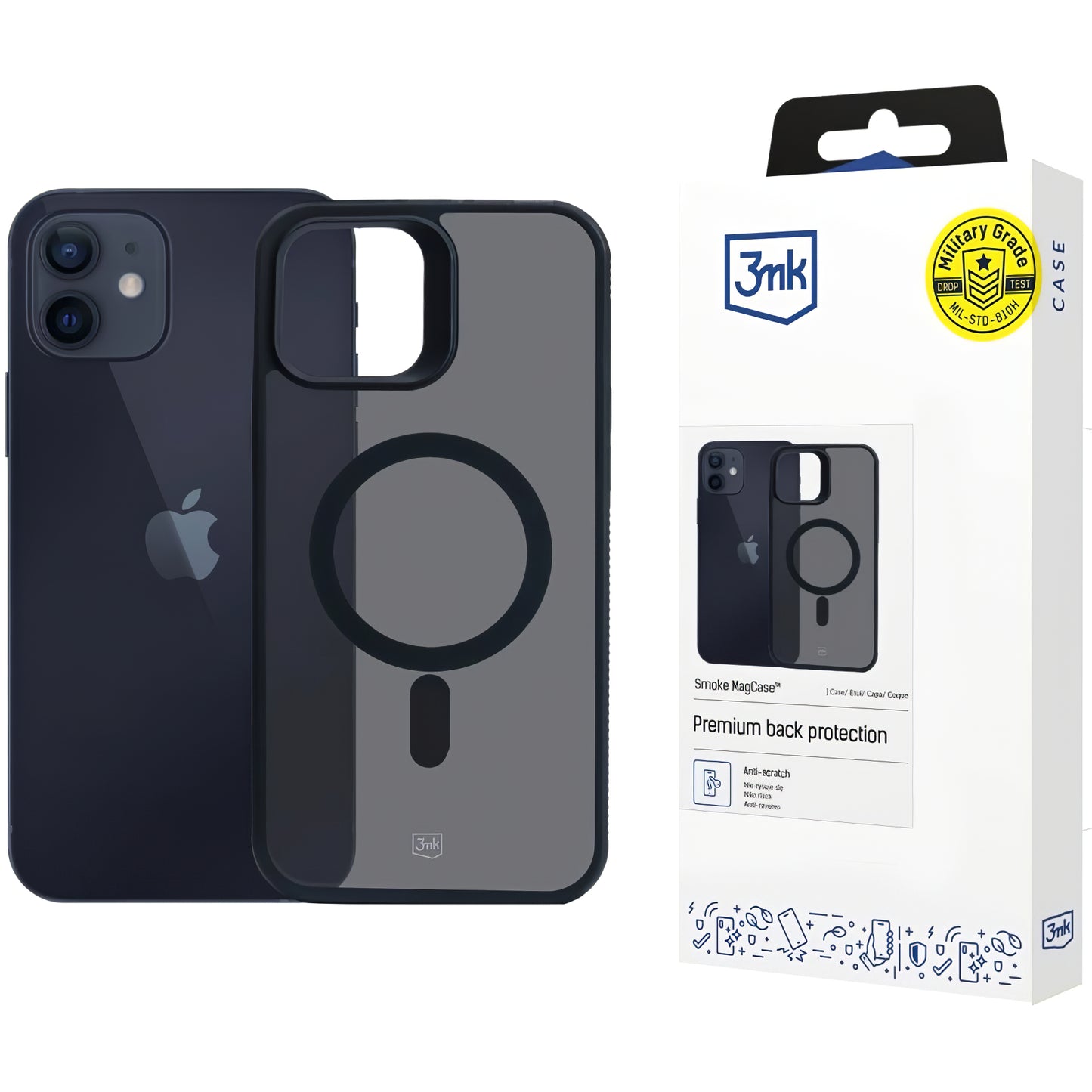 MagSafe futrola za Apple iPhone 12 / 12 Pro, 3MK, Smoke MagCase, Crna