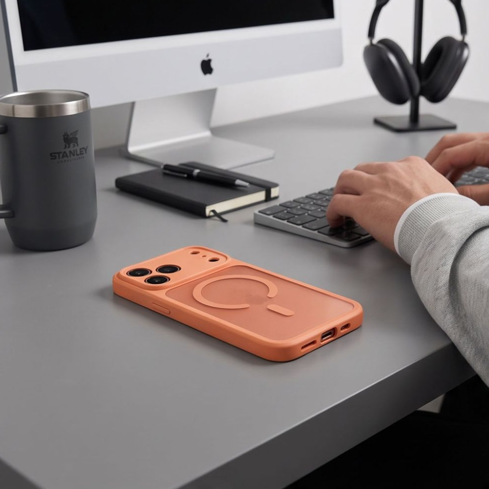 MagSafe maska za Apple iPhone 18 Pro / 17 Pro, Tech-Protect, BasicMag, Mat narančasta