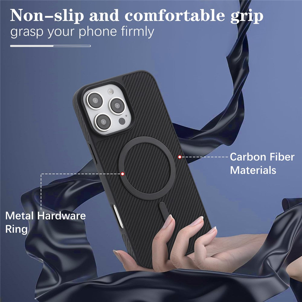 MagSafe futrola za Apple iPhone 16 Pro Max, OEM, Carbon Metal Ring, Crna