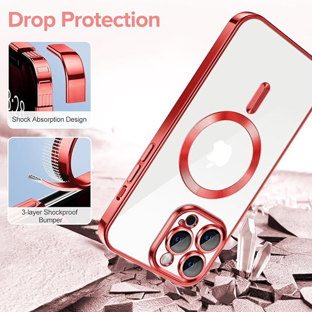 MagSafe maska za Apple iPhone 12 Pro Max, Techsuit, Luxury Crystal, Crvena