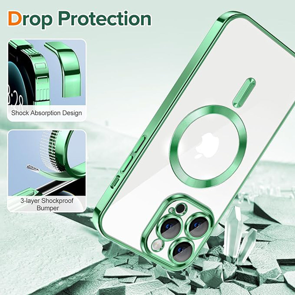 MagSafe maska za Apple iPhone 12 Pro Max, Techsuit, Luxury Crystal, Svijetlo Zelena