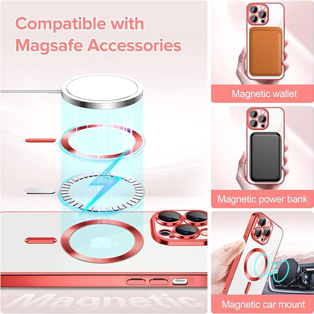MagSafe maska za Apple iPhone 12 Pro, Techsuit, Luxury Crystal, Crvena