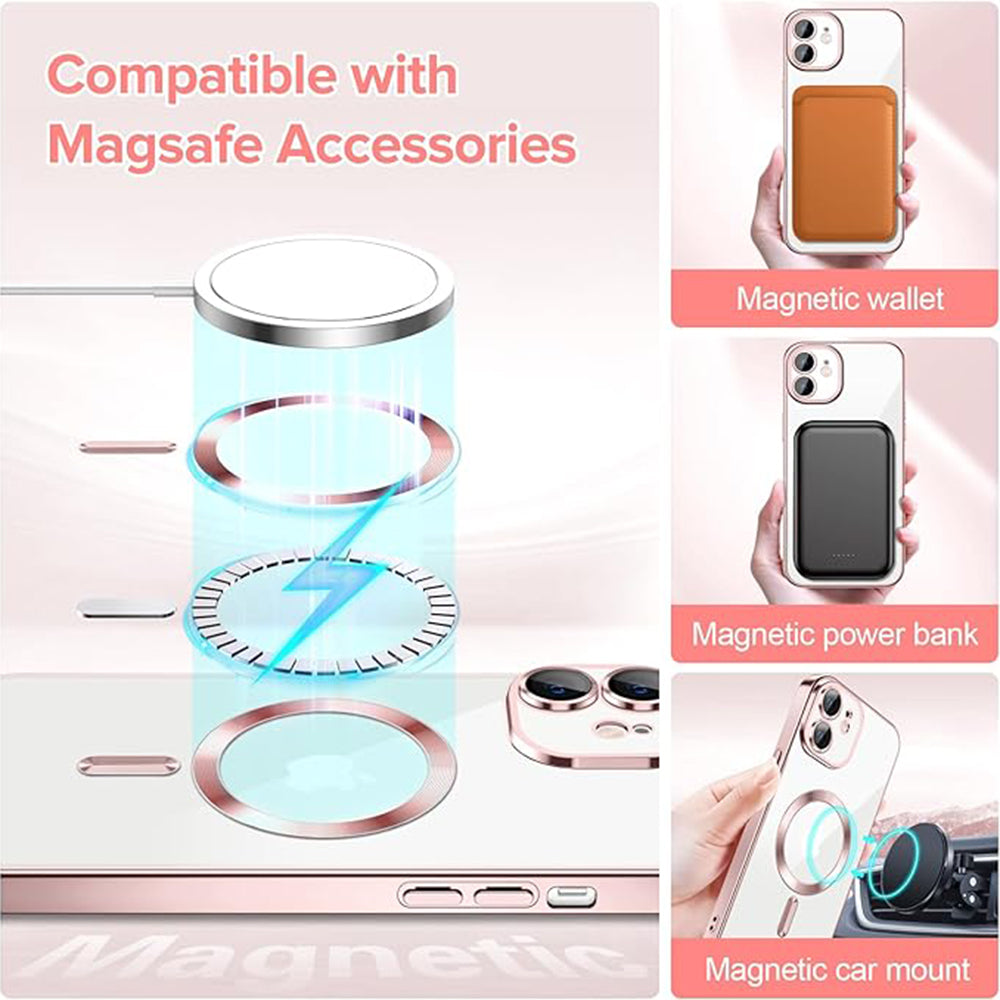 MagSafe futrola za Apple iPhone 12, Techsuit, Luxury Crystal, Roza