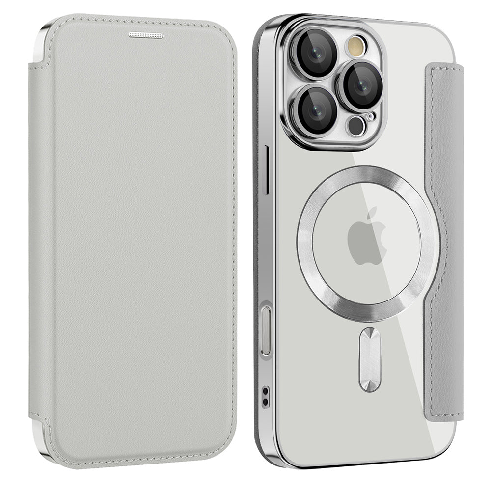 MagSafe futrola za Apple iPhone 12, Techsuit, SmartMag Book, Siva