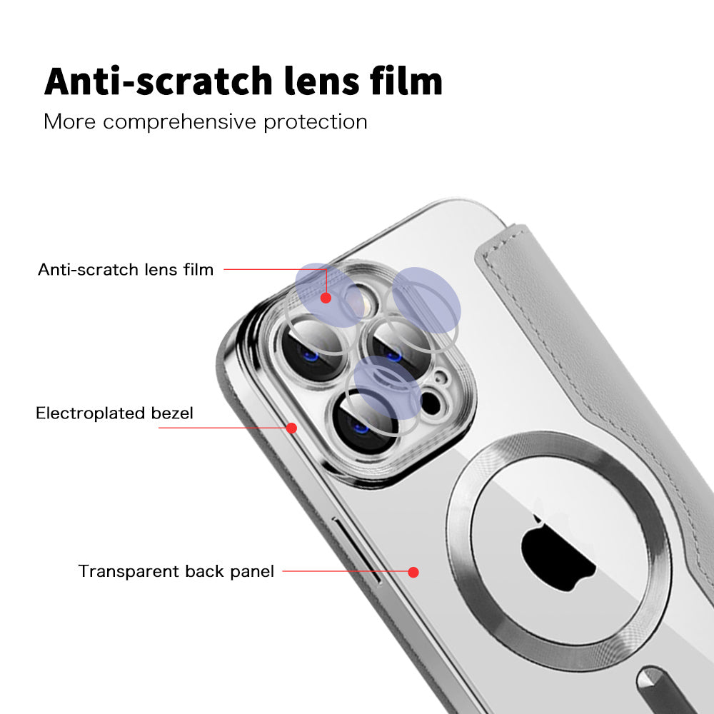 MagSafe futrola za Apple iPhone 13 Pro, Techsuit, SmartMag Book, Siva