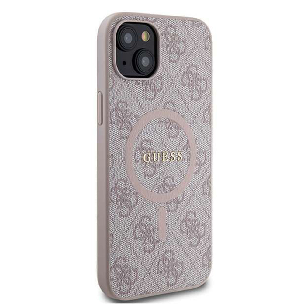 MagSafe futrola za Apple iPhone 14, Guess, 4G Ring Classic Logo, Roza