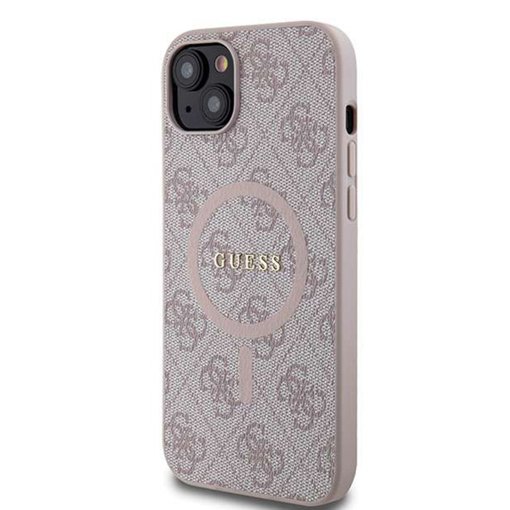 MagSafe futrola za Apple iPhone 14, Guess, 4G Ring Classic Logo, Roza