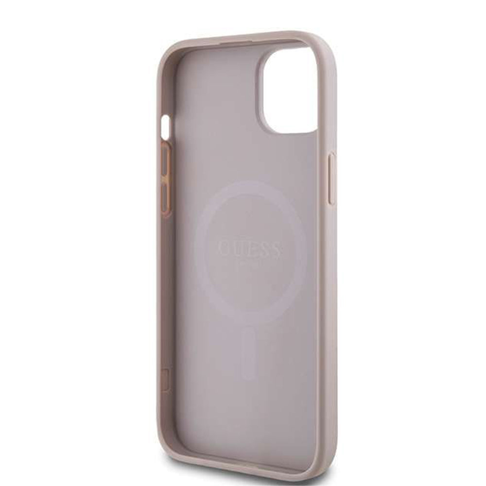 MagSafe futrola za Apple iPhone 14, Guess, 4G Ring Classic Logo, Roza