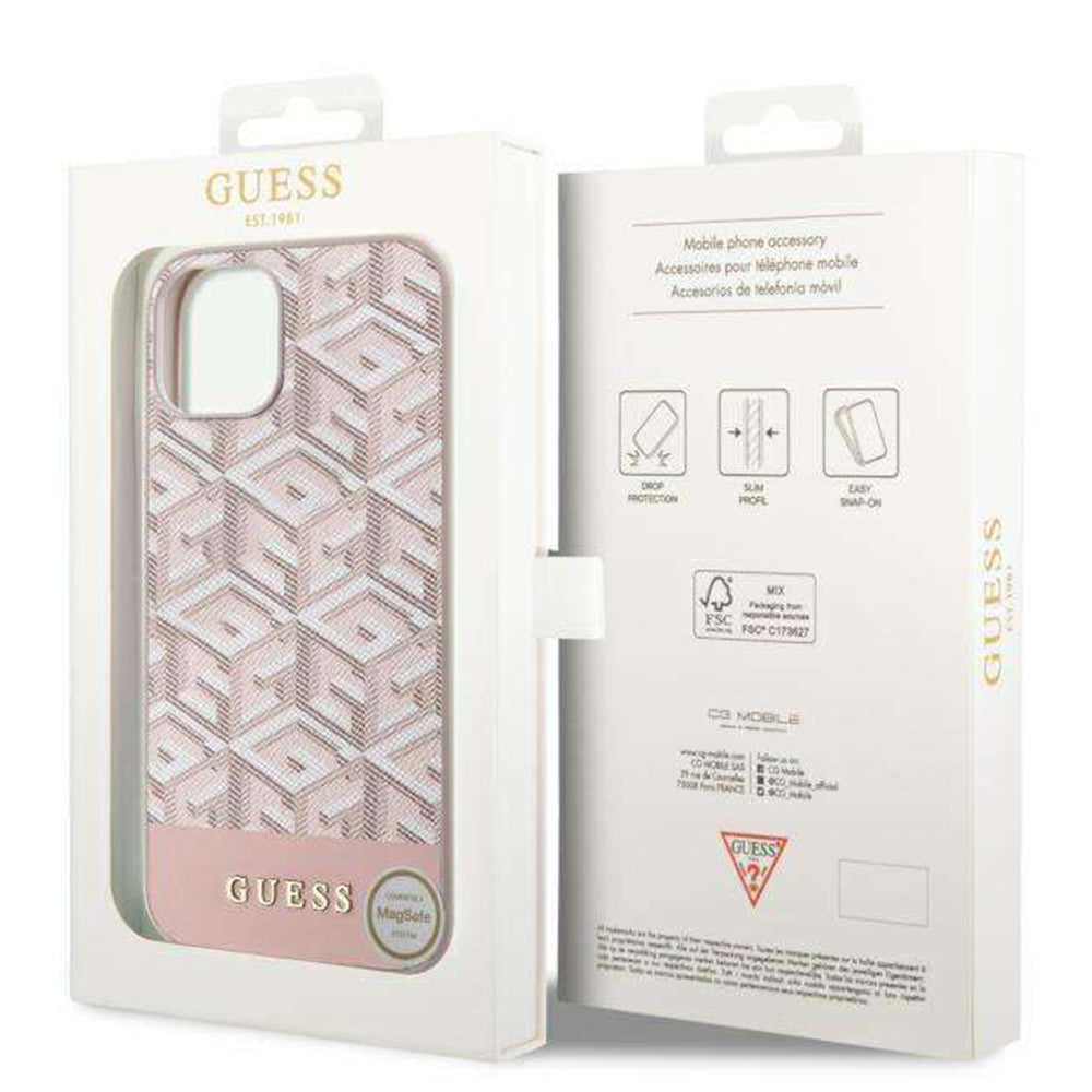MagSafe futrola za Apple iPhone 14, Guess, GCube Stripes, Roza