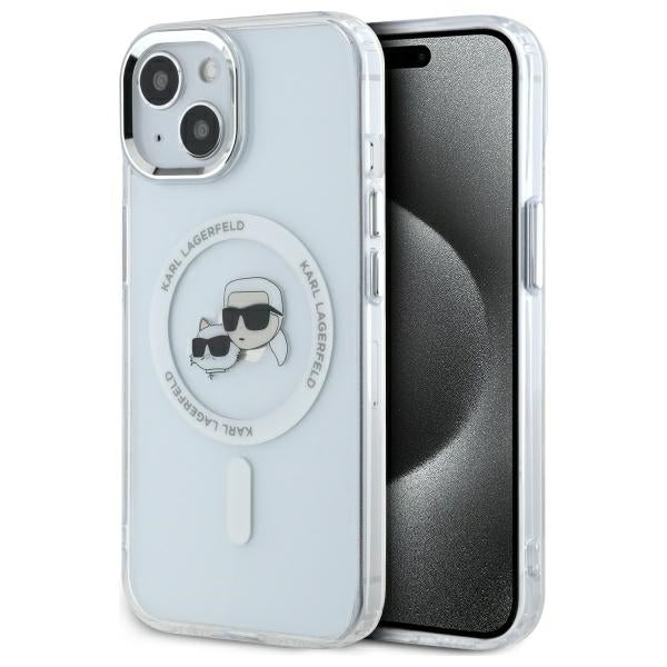 Futrola MagSafe za Apple iPhone 14, Karl Lagerfeld, IML Metal Karl & Choupette's Heads, Bijela