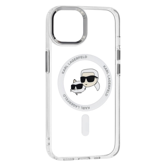 Futrola MagSafe za Apple iPhone 14, Karl Lagerfeld, IML Metal Karl & Choupette's Heads, Bijela