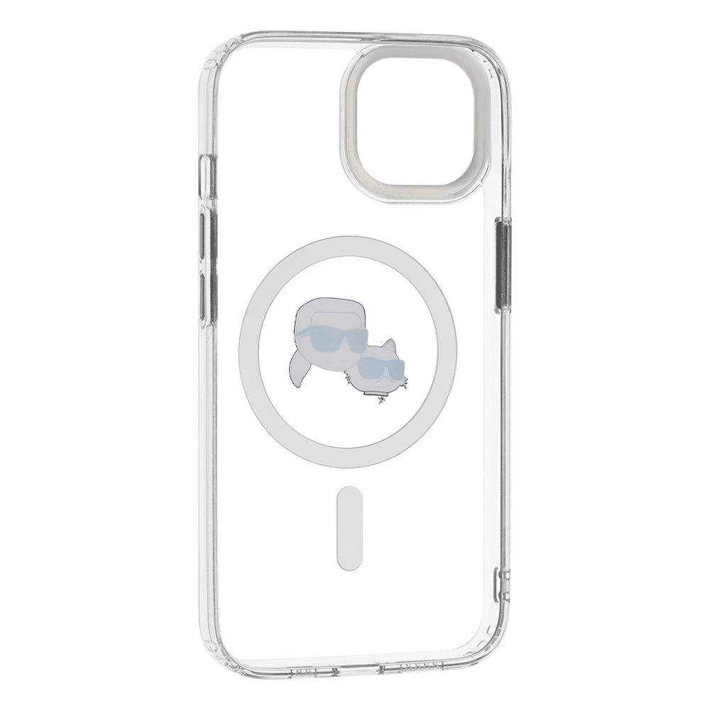 Futrola MagSafe za Apple iPhone 14, Karl Lagerfeld, IML Metal Karl & Choupette's Heads, Bijela