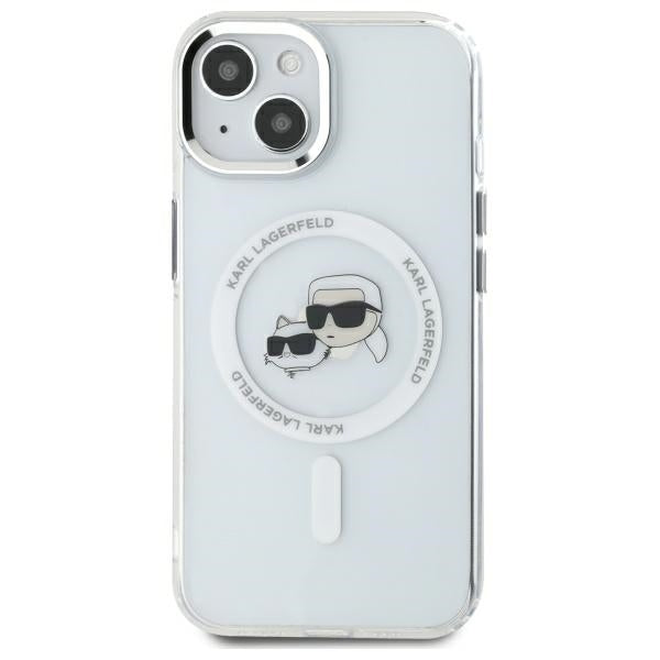 Futrola MagSafe za Apple iPhone 14, Karl Lagerfeld, IML Metal Karl & Choupette's Heads, Bijela