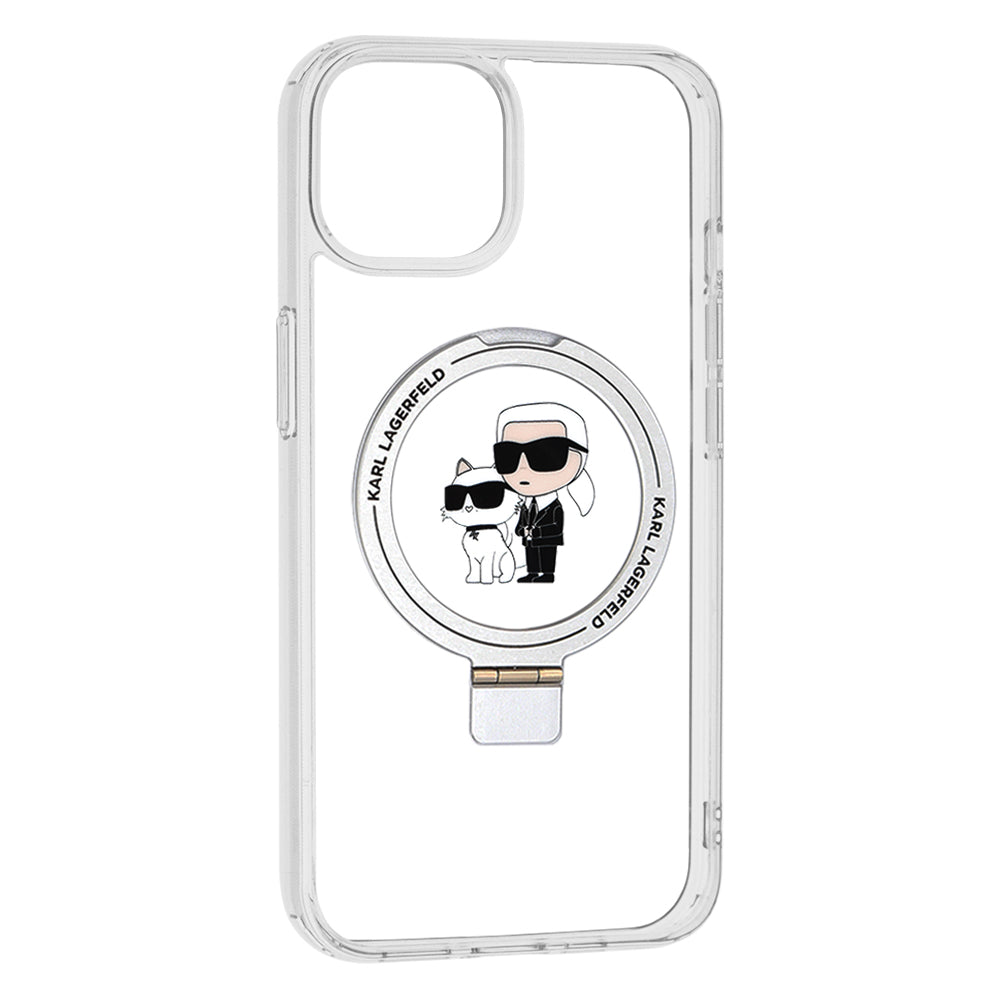 MagSafe futrola za Apple iPhone 14, Karl Lagerfeld, Ring Stand Karl & Choupette, Bijela