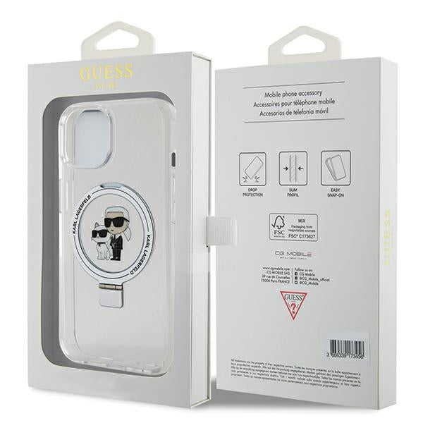 MagSafe futrola za Apple iPhone 14, Karl Lagerfeld, Ring Stand Karl & Choupette, Bijela