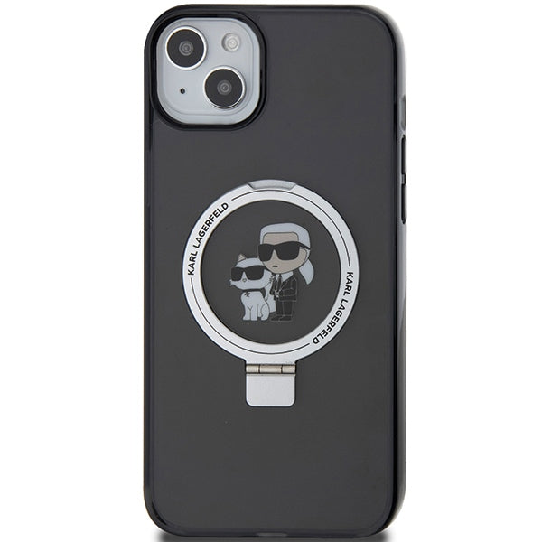 Futrola MagSafe za Apple iPhone 14, Karl Lagerfeld, Ring Stand Karl & Choupette, Crna