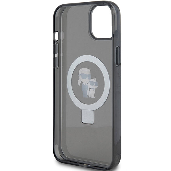 Futrola MagSafe za Apple iPhone 14, Karl Lagerfeld, Ring Stand Karl & Choupette, Crna