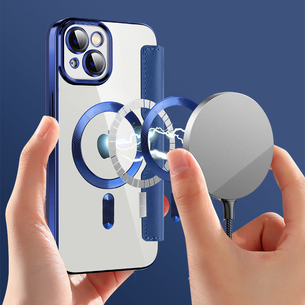 MagSafe futrola za Apple iPhone 14 Plus, Techsuit, SmartMag Book, Plava