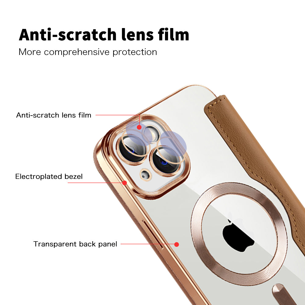 MagSafe futrola za Apple iPhone 14 Plus, Techsuit, SmartMag Book, Smeđa