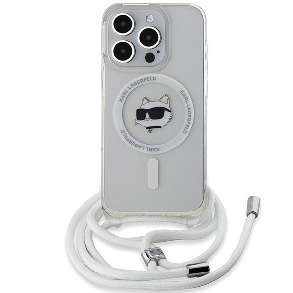 MagSafe torbica za Apple iPhone 14 Pro, Karl Lagerfeld, IML Crossbody Choupette's Head with Strap, Prozirna