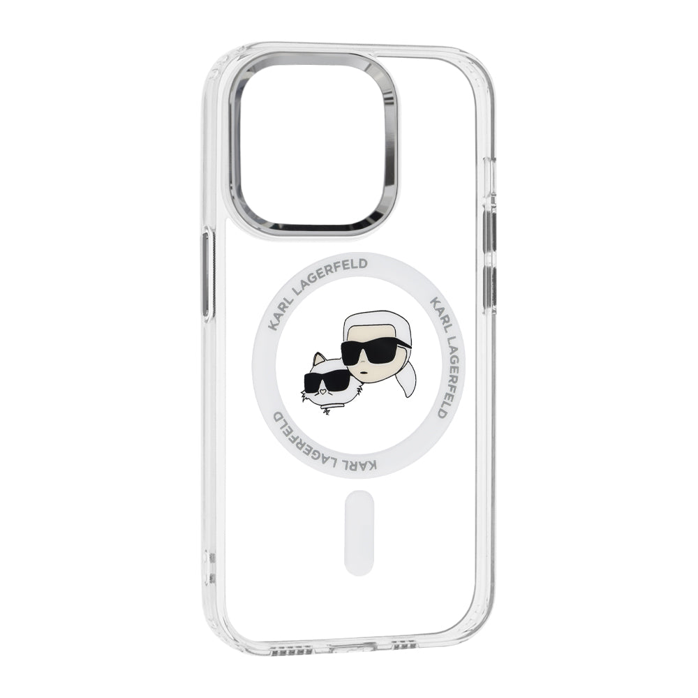 Futrola MagSafe za Apple iPhone 14 Pro, Karl Lagerfeld, IML Metal Karl & Choupette's Heads, Bijela