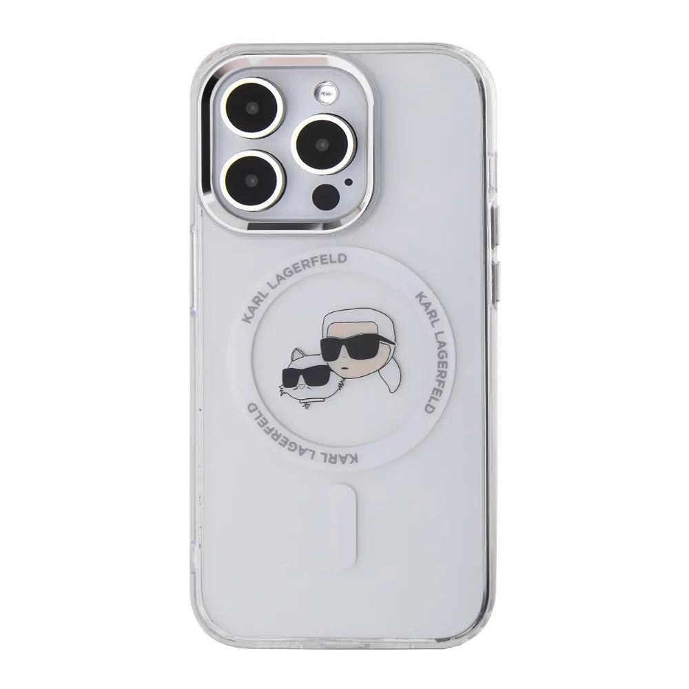 Futrola MagSafe za Apple iPhone 14 Pro, Karl Lagerfeld, IML Metal Karl & Choupette's Heads, Bijela