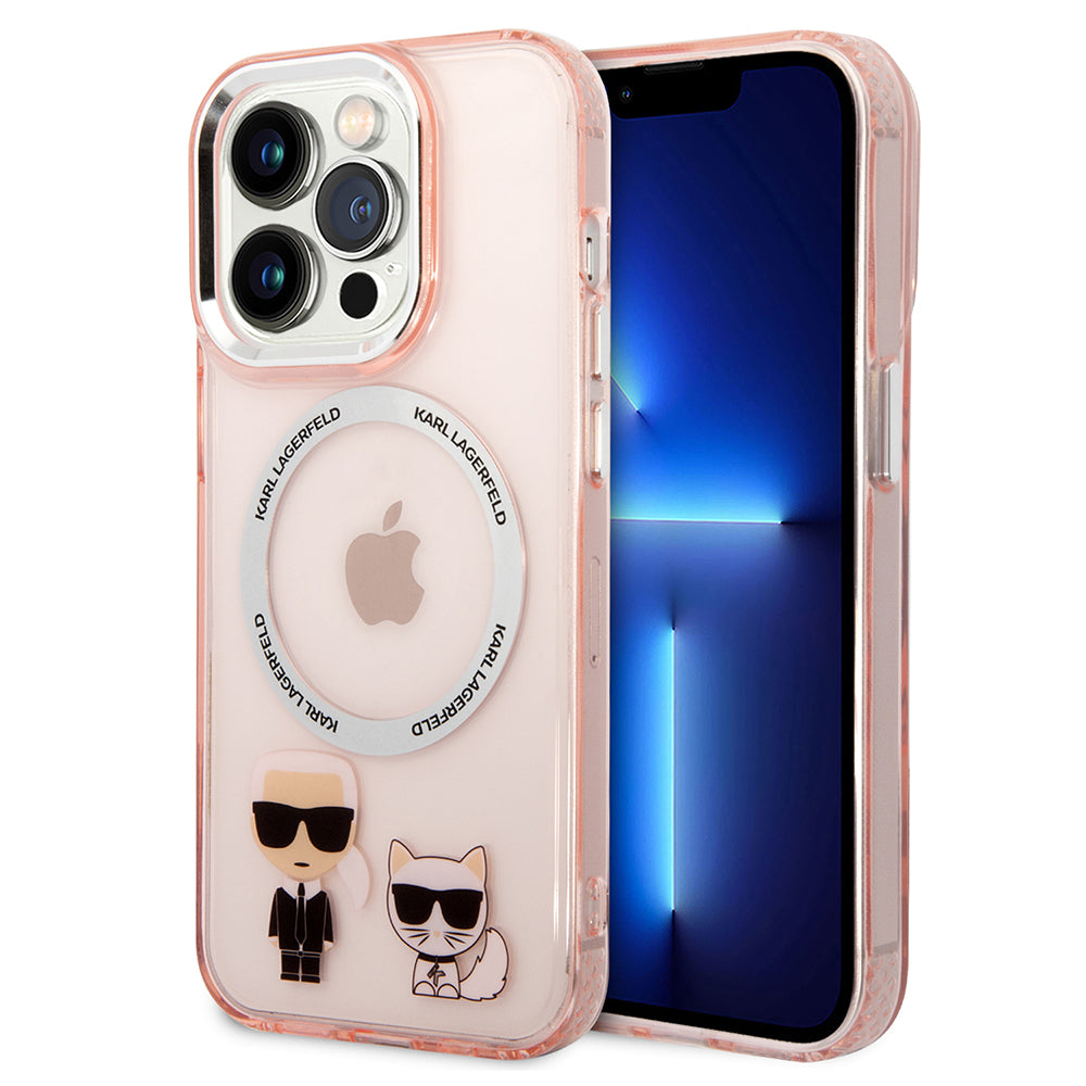 MagSafe futrola za Apple iPhone 14 Pro, Karl Lagerfeld, Karl & Choupette Aluminium, Roza